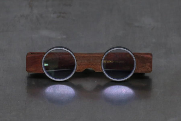 Rigards X UMA WANG Joint Work Wood Frame Glasses RG00UW2 Series Collection RG-RG00UW2-MGMHTM Rosewood + Gray Frame Transparent